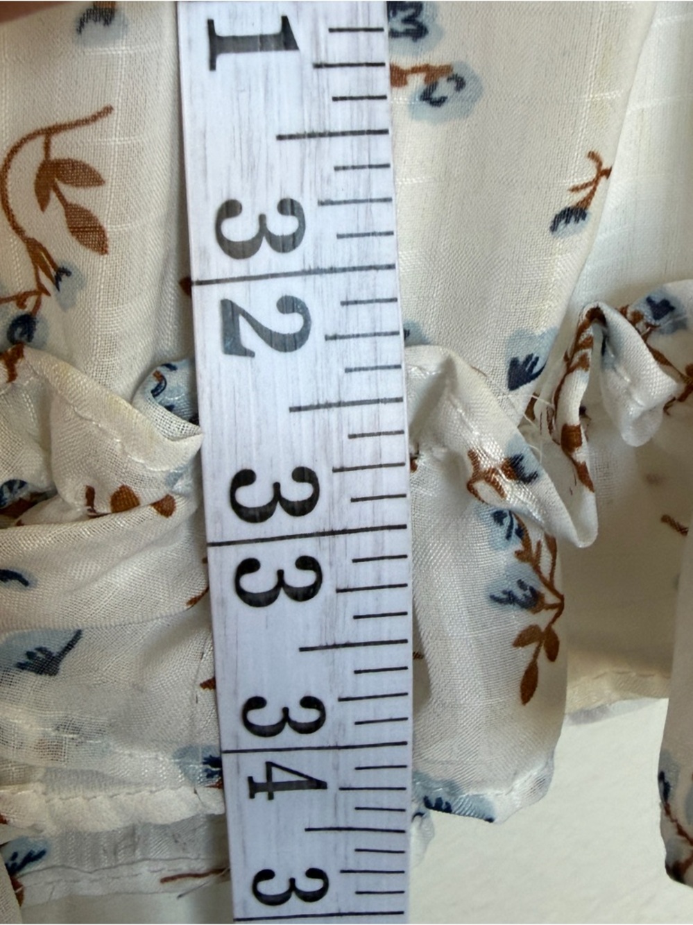 Floral Ruffle Mini Dress in Cream - Picture 12 of 14